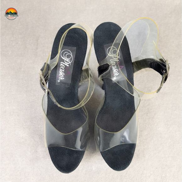 Pleaser DELIGHT-608 Platform Heel Black Ankle Strap Exotic Dancing Women Sz 6.5 - Picture 6 of 12